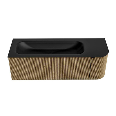 Mondiaz KURVE Ensemble meuble de salle de bains - 135x46x40cm - 1 tiroir - 1 porte - lavabo solid surface - gauche - sans trou de robinet - Dusk