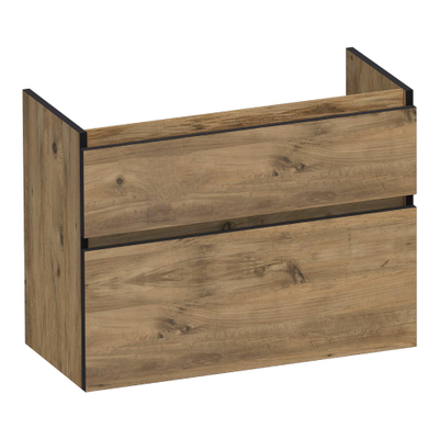 BRAUER Delight Edge meuble sous-lavabo peu profond 80 2 tiroirs softclose - sans poignée - 1 découpe pour siphon - Chateau