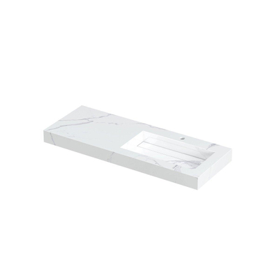 INK Pitch wastafel - 120x45x9cm - 1 wasbak rechts - 1 kraangat - drain keramiek Statuario glans