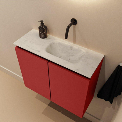 MONDIAZ TURE-DLUX Meuble WC 60 cm Fire. EDEN vasque Opalo position droite. Sans trou de robinet.