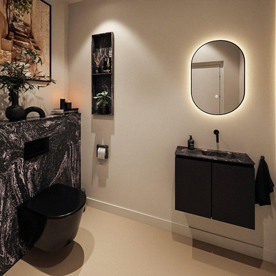 MONDIAZ TURE-DLUX Meuble toilette - 60cm - Urban - EDEN - vasque Lava - position droite - sans trou de robinet