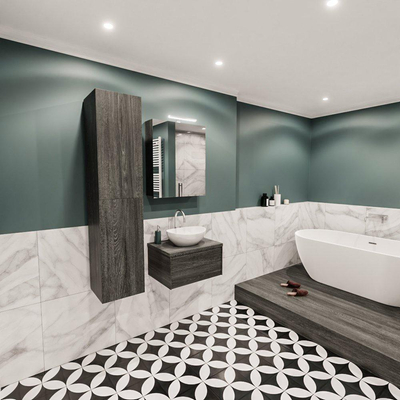 ENSEMBLE DE MEUBLE MONDIAZ LUSH - 60cm - 1 tiroir - lavabo BARCO - vasque centrale - 1 trou de robinet - anthracite