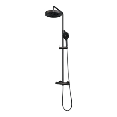 BRAUER Stripe Opbouw Thermostatische Regendouche - SET 02 - 25cm hoofddouche - 3-standen handdouche - doucheslang - gunmetal geborsteld PVD
