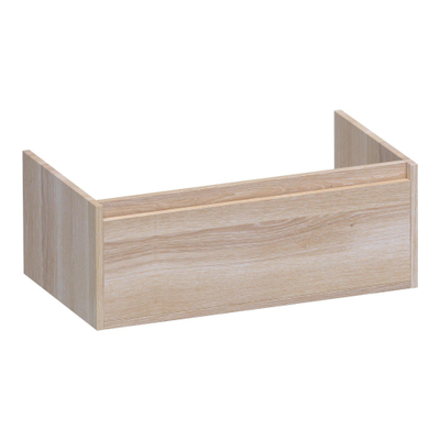BRAUER Hope Meuble sous-lavabo - 80x30x45,5cm - 1 tiroir softclose sans poignée - 1 découpe pour siphon - chêne massif - lamelles chêne blanc