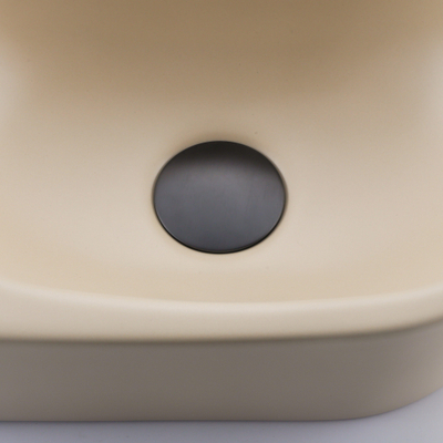 Fugaflow Efficiente Ensemble Fontaine Pietra - 40x21,5x12 cm - gauche - lisse - demi-ronde - 1 trou de robinet - céramique - robinet de fontaine gunmetal - bouchon de vidange - siphon abaissé - beige