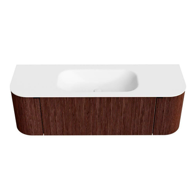 Mondiaz KURVE Badkamermeubelset - 140x46x40cm - 1 lade - 2 deuren - wastafel solid surface - midden - zonder kraangat - Ruby