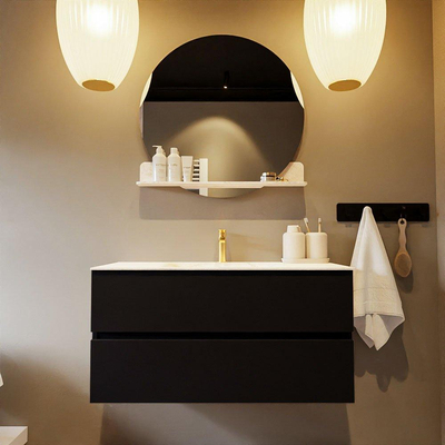 Mondiaz VICA-DLUX Ensemble de meuble de salle de bain - 100cm - meuble sous-vasque urban - 2 tiroirs - lavabo encastré cloud milieu - 1 trou de robinet - version haute de 60cm - ostra