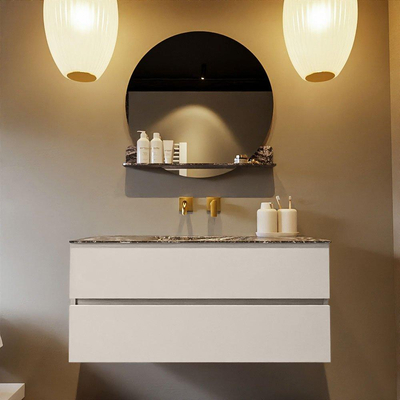 Mondiaz VICA-DLUX Ensemble de meuble de salle de bain - 110cm - meuble sous-vasque lin - 2 tiroirs - lavabo encastrée nuage milieu - sans trous de robinet - version haute de 60cm - lave