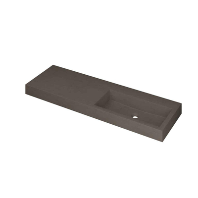 INK Momento lavabo - 140x45x9cm - 1 vasque à droite - 0 trous de robinet - Quartz béton