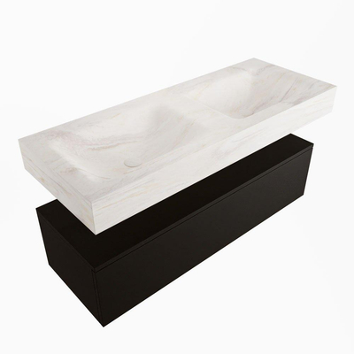 Mondiaz ALAN-DLUX Ensemble de meuble - 120cm - meuble Urban mat - 1 tiroir - Lavabo Cloud Ostra suspendu - vasque Gauche et droite - 0 trous de robinet