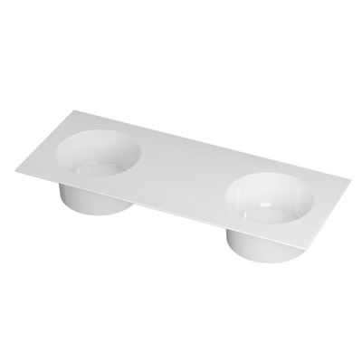 Ink ufo lavabo 120x18x48cm 0 trous pour robinet 2 éviers porcelaine blanc brillant