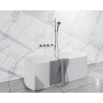 Fortifura Nebbio Badcombinatie-set - thermostaatkraan - inbouwdeel - glijstang - metalen doucheslang - ronde handdouche - uitbreiding inbouwdeel - uitloop - chroom