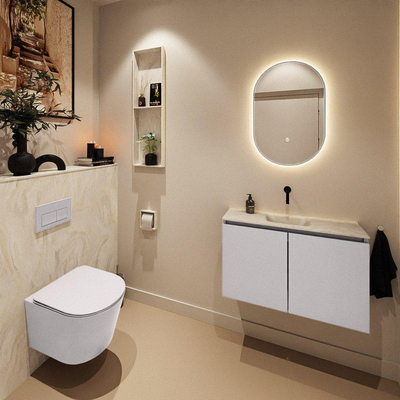 MONDIAZ TURE-DLUX Meuble toilette - 80cm - Cale - EDEN - vasque Ostra - position centrale - sans trou de robinet