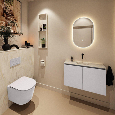 MONDIAZ TURE-DLUX Meuble WC - 80cm - Cale - EDEN - lavabo Ostra - position milieu - Sans trou de robinet