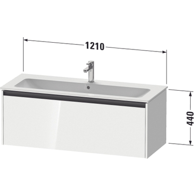 Duravit ketho 2 meuble de lavabo avec 1 tiroir pour lavabo simple 121x48x44cm avec poignée anthracite blanc mat