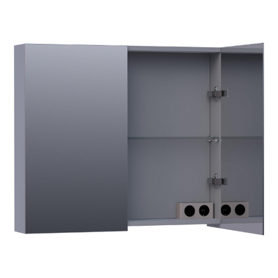 BRAUER Impress armoire de toilette – 80 x 70 x 15 cm – 2 portes, portes-miroir double face – Gris mat