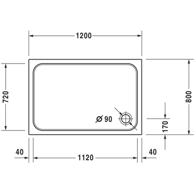 Duravit D Code douchebak acryl rechthoekig 120x80x8.5cm wit OUTLETSTORE