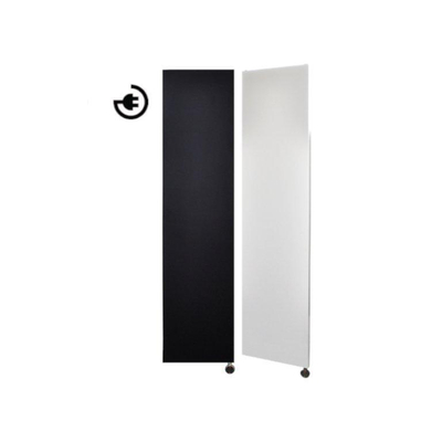 Sanicare electrische design radiator Denso 180 x 40 cm. mat zwart met thermostaat chroom (linksonder)