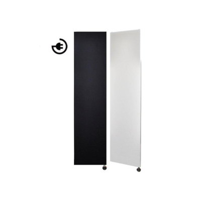 Sanicare electrische design radiator Denso 180 x 40 cm. mat zwart met thermostaat zwart (linksonder)