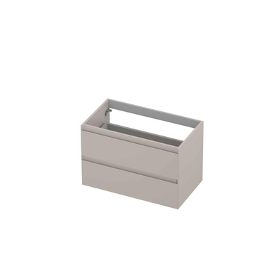 INK Wastafelonderkast - 80x45x52cm - 2 lades - greeploos - MDF lak - Mat kasjmier grijs