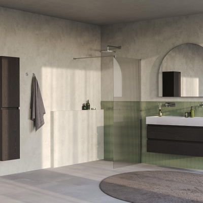 BRAUER Oblivion Paroi de douche à l'italienne - 100x200cm - verre strié clair - revêtement de verre - PVD - acier inox brossé