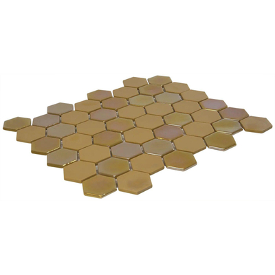 La mosaïque Mosaic Factory Valencia - 27,6x32,9cm - carrelage mural - Hexagone - Verre recyclé Mustard mat/brillant