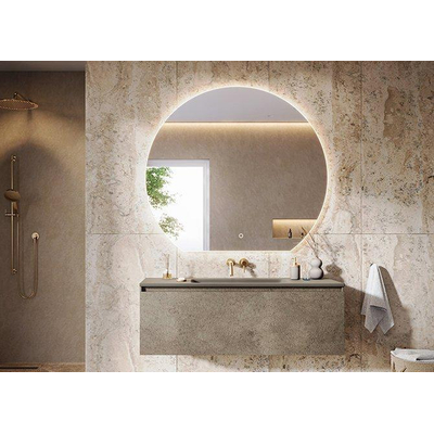 H&R Badmeubelen spiegel – halfrond – 80x70 cm – indirecte LED rondom – Zilver
