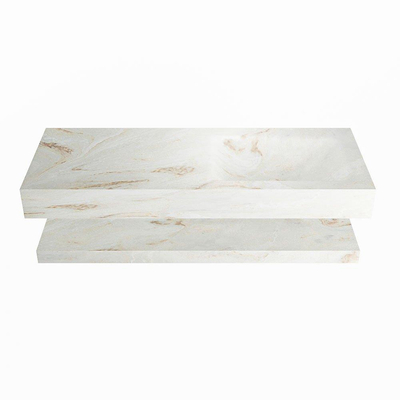 MONDIAZ ALAN - DLUX Badkamermeubelset - 120cm - planchet - Frappe - vrijhangende wastafel - wasbak rechts - 1 kraangat - Frappe