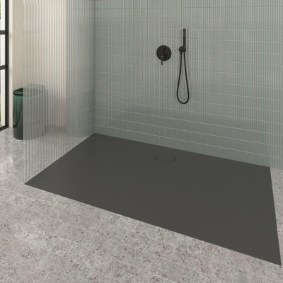 Villeroy & Boch Ecora douchebak - 180x100x3.5cm - afvoer lange zijde - anthracite (antraciet)
