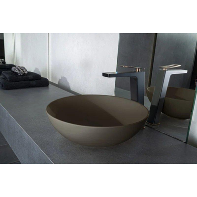 By Goof Waskom - opbouw - 38.5x13.8x38.5cm - Solid surface - Rond - Mat Moka