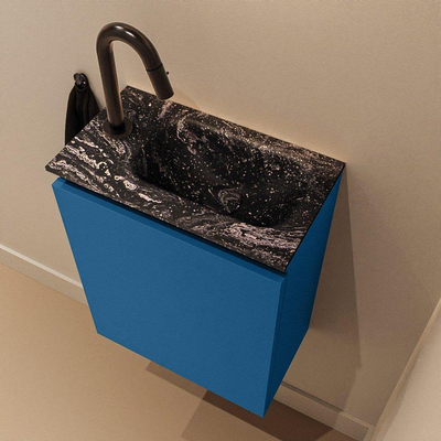 MONDIAZ TURE-DLUX Meuble de toilettes 40 cm Jeans. Lavabo EDEN Lava position droite. Avec 1 trou de robinet.