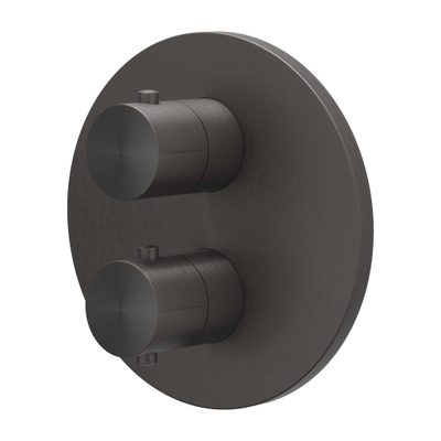 IVY Concord ensemble de douche pluie encastré – douche de tête medium Ø 20 cm – bras de plafond 20 cm – inverseur d'arrêt 2 voies – noir carbone brossé