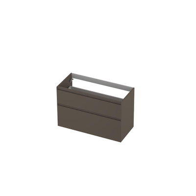 INK Wastafelonderkast - 100x45x65cm - 2 lades - greeploos - MDF lak - Mat taupe
