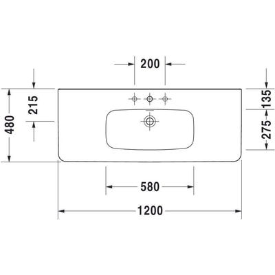 Duravit Durastyle wastafel 120x48cm 1 kraangat overl. wgliss wit