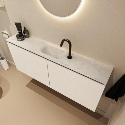 MONDIAZ TURE-DLUX 120cm toiletmeubel Talc. EDEN wastafel Opalo positie midden. Met 1 kraangat.