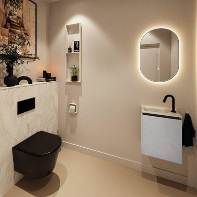 MONDIAZ TURE-DLUX 40cm toiletmeubel Plata. EDEN wastafel Ostra positie links. Met 1 kraangat.