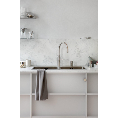 Quooker BE Classic Fusion Round robinet d'eau bouillante - bec pivotant - réservoir Combi+ - Eau chaude / eau bouillante - inox