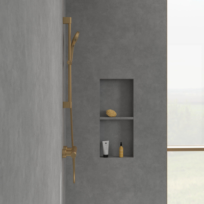 Villeroy & Boch Verve Showers Glijstangset - met drie functies - voor wandmontage - Brushed Gold (goud)