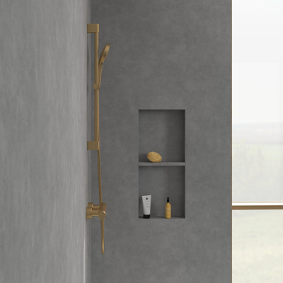 Villeroy & Boch Verve Showers Glijstangset met drie functies voor wandmontage - Brushed Gold (goud)
