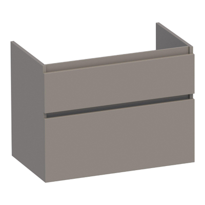 BRAUER Delight Meuble sous-lavabo - 80x46x60cm - 2 tiroirs softclose - sans poignée - 1 découpe pour siphon - taupe mat