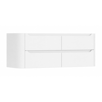 H&R Badmeubelen Juice Wastafelonderkast - 120x45x50cm - linkerhoek afgerond - 4 lades - geïntegreerde greep - wit mat