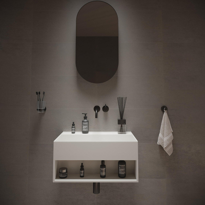 Ideavit SolidBliss Wastafel 60x40x28cm 0 kraangaten Solid surface mat wit