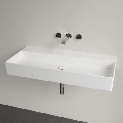 Villeroy & Boch memento 2.0 wastafel - voor handdoekhouders - 100x47cm - zonder overloop - zonder kraangat CeramicPlus - Stone White (mat wit)