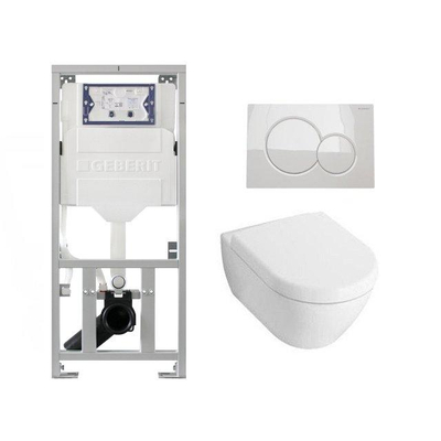 Villeroy & Boch Subway 2.0 Compact avec abattant ensemble toilette avec réservoir encastré Geberit et plaque de commande sigma 01 blanc