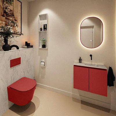 MONDIAZ TURE-DLUX Meuble WC 60 cm Fire. EDEN vasque Opalo position droite. Sans trou de robinet.