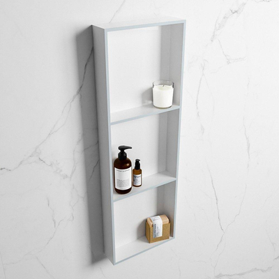 Mondiaz Easy nis 29.5x89.5x8cm voor Inbouw/opbouw 3 open vakken Solid surface Talc/Clay