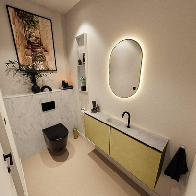 MONDIAZ TURE-DLUX Meuble WC 120cm Oro. EDEN lavabo Opalo position centrale. Avec 1 trou de robinet.