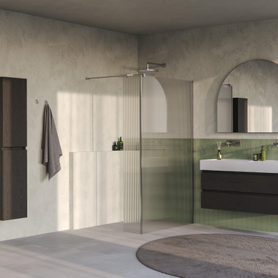 BRAUER Oblivion Paroi de douche à l'italienne - 120x200cm - paroi latérale 30cm - verre clair cannelé - traitement anticalcaire - PVD - acier inoxydable brossé
