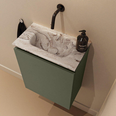 MONDIAZ TURE-DLUX 40cm toiletmeubel Army. EDEN wastafel Glace positie midden. Zonder kraangat.