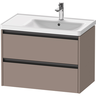 Duravit Ketho.2 Wastafelonderbouwkast - met 2 laden - voor waskom rechts - 78.4x45.5x54.9cm - met grepen antraciet - basalt mat
